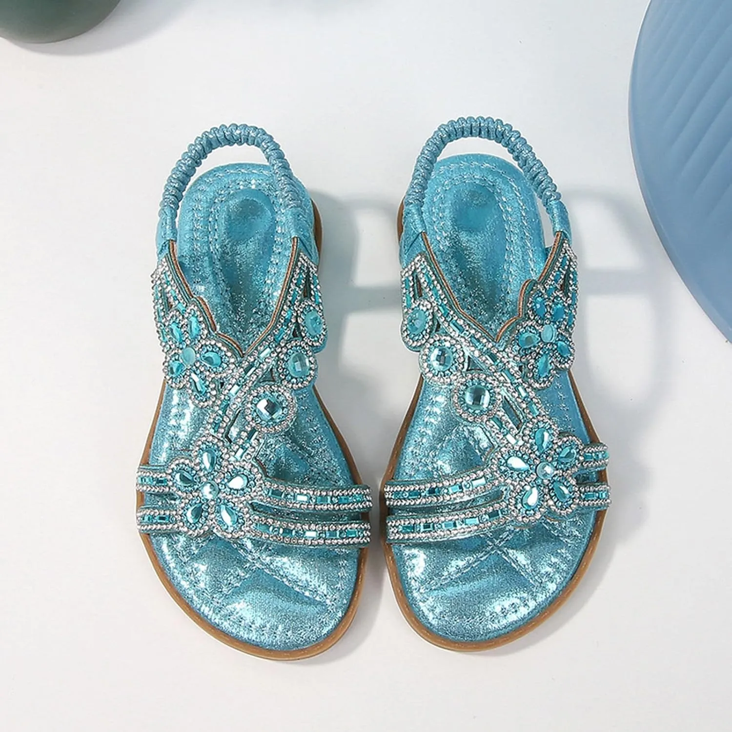 Toddler Girls Rhinestones Sandals Fancy Pearl Flats Soft Open Toe Formal Princess Sandals Kids Summer Dress Shoes for Party