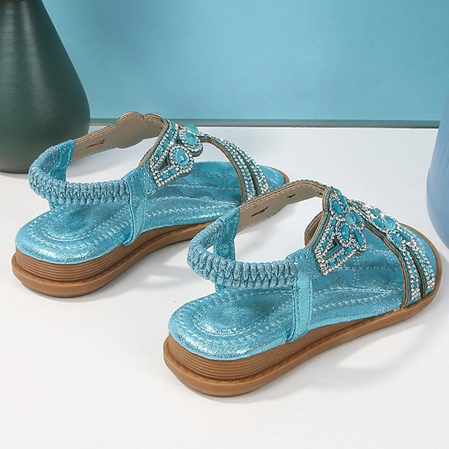 Toddler Girls Rhinestones Sandals Fancy Pearl Flats Soft Open Toe Formal Princess Sandals Kids Summer Dress Shoes for Party