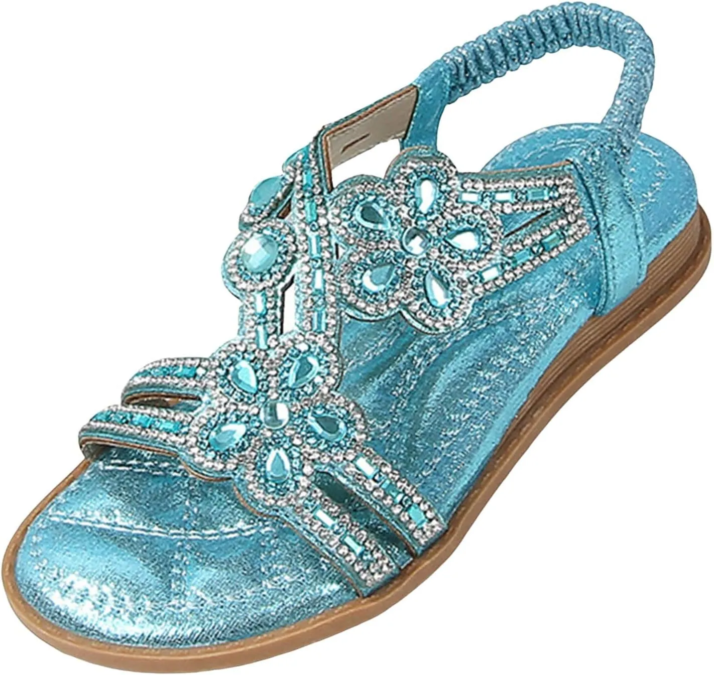 Toddler Girls Rhinestones Sandals Fancy Pearl Flats Soft Open Toe Formal Princess Sandals Kids Summer Dress Shoes for Party