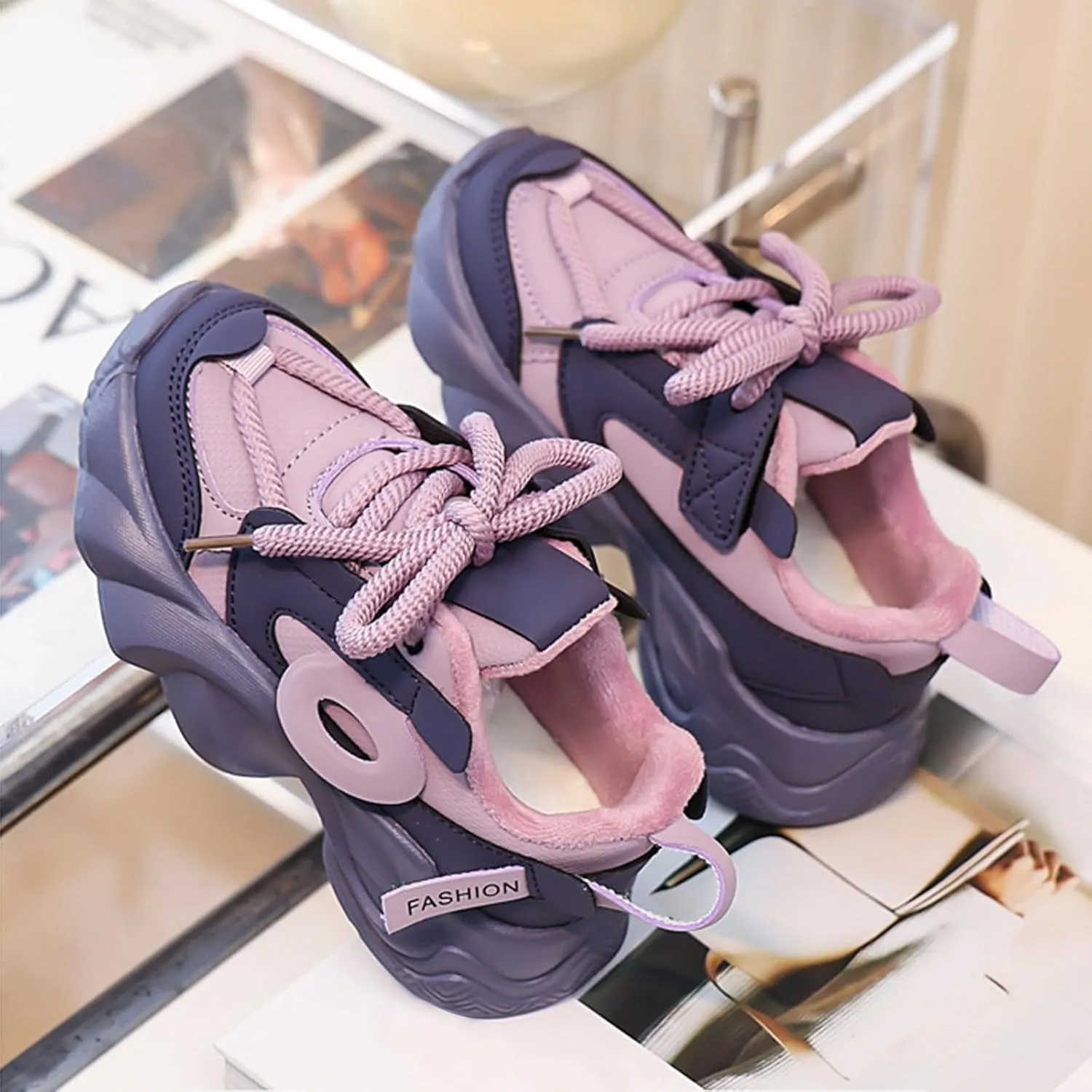Toddler Lace-Up Sneaker Little Kid Boys Girls Fashion Lightweight Breathable Sport Shoes Comfy Chunky Soft Shoes