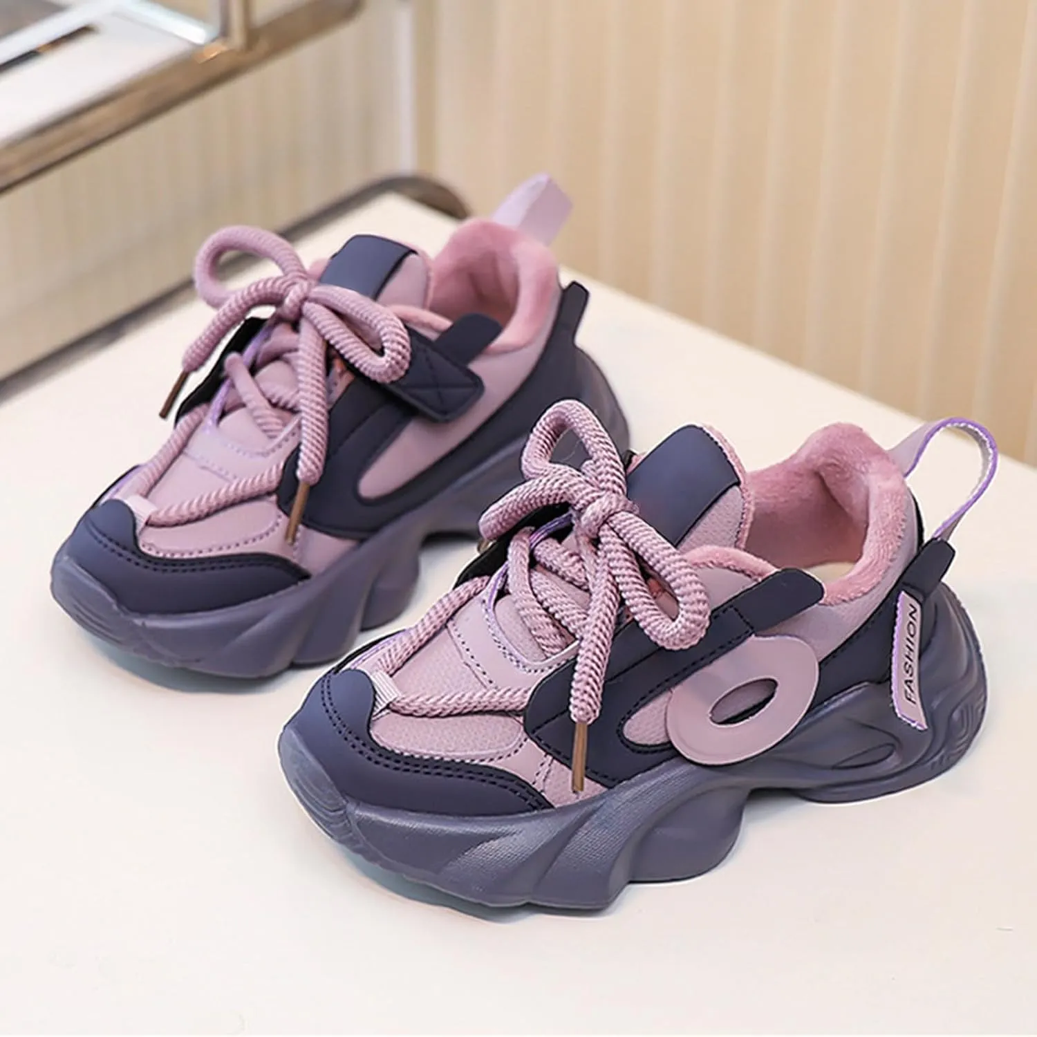 Toddler Lace-Up Sneaker Little Kid Boys Girls Fashion Lightweight Breathable Sport Shoes Comfy Chunky Soft Shoes