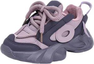 Toddler Lace-Up Sneaker Little Kid Boys Girls Fashion Lightweight Breathable Sport Shoes Comfy Chunky Soft Shoes