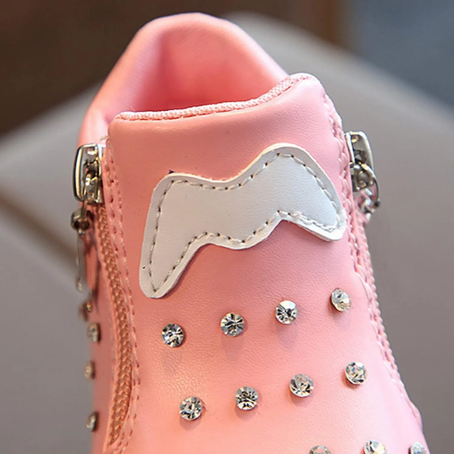 Toddler Soft Sole Sneaker Boys Girls Kids Bow Side Zipper Glitter Sport Shoes Outdoor Running Non Slip Shoes Spring