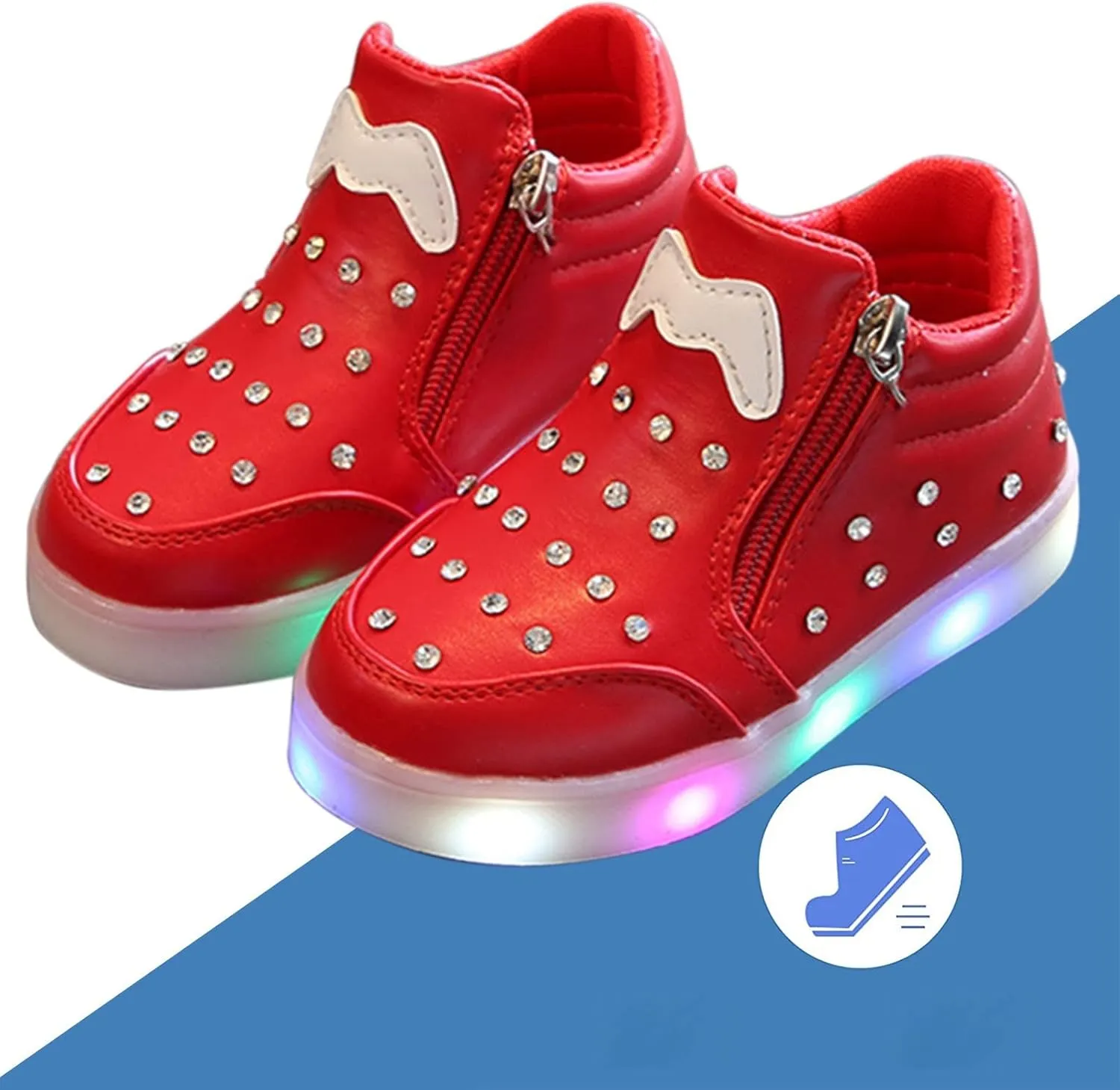 Toddler Soft Sole Sneaker Boys Girls Kids Bow Side Zipper Glitter Sport Shoes Outdoor Running Non Slip Shoes Spring