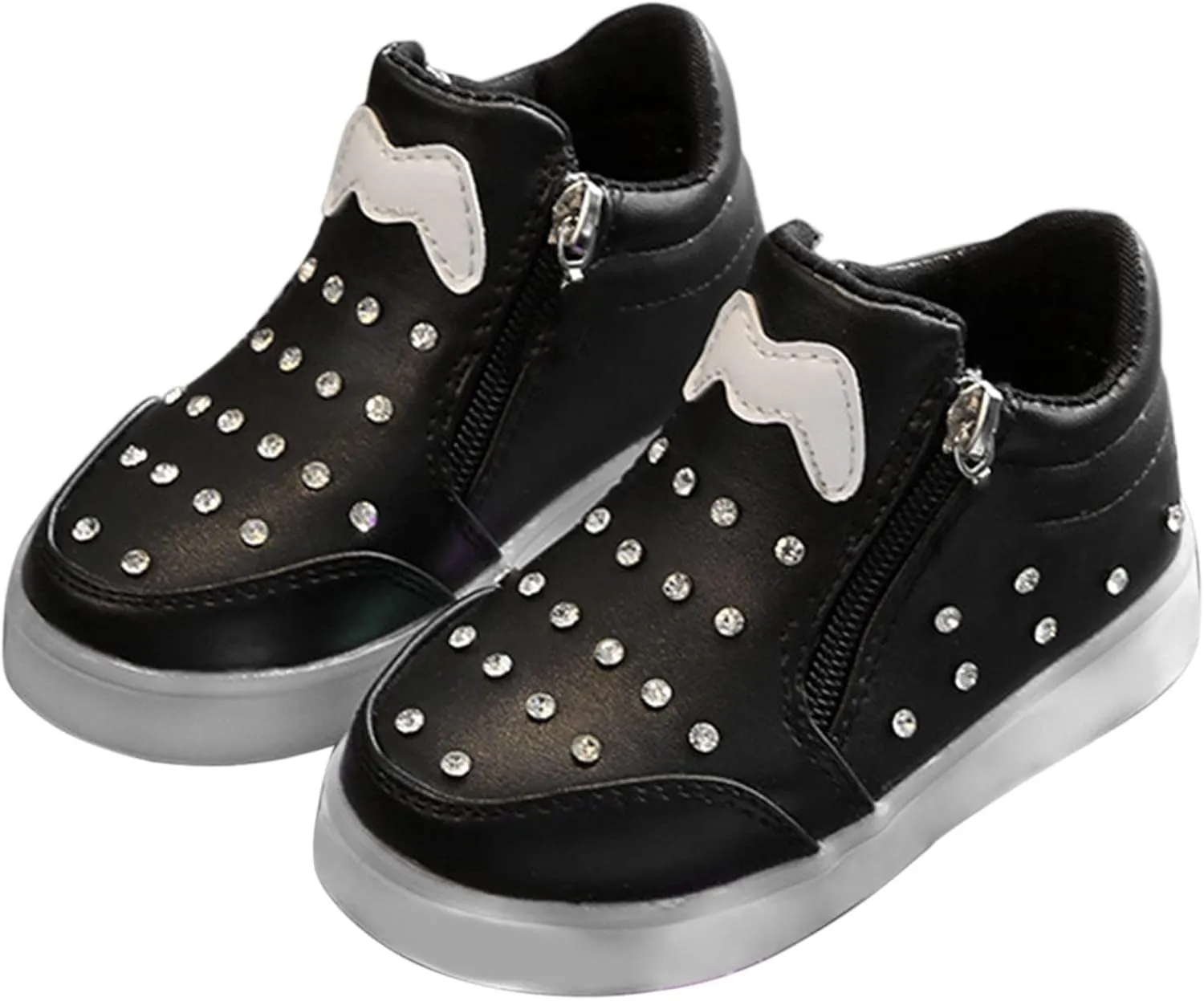 Toddler Soft Sole Sneaker Boys Girls Kids Bow Side Zipper Glitter Sport Shoes Outdoor Running Non Slip Shoes Spring