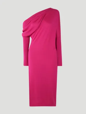 Tom Ford One-Shoulder Cashmere and Silk-Blend Midi Dress