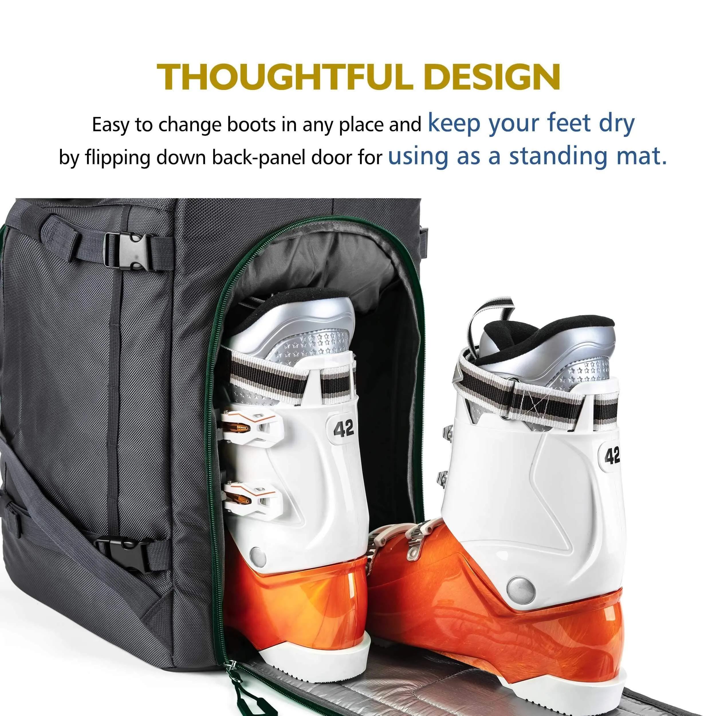 Unigear Ski Boot Bag, 55L Ski Boot Travel Backpack for Ski Helmet, Goggles, Gloves, Skis, Snowboard & Accessories (Gray)