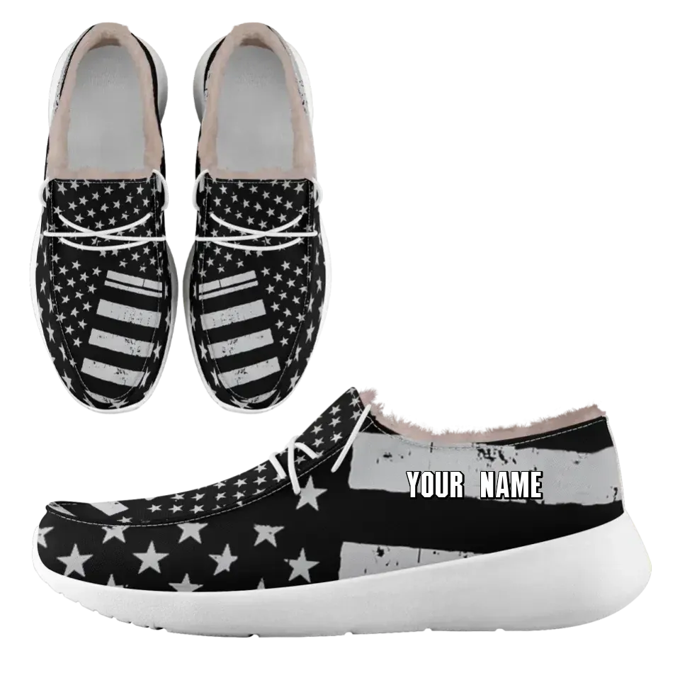 Unique Gift,Personalized Patriotic Canvas Slip-On Sneakers, Custom USA Flag Design Loafer Shoes, Buy One Get One Gift,FN042-24020304-6w