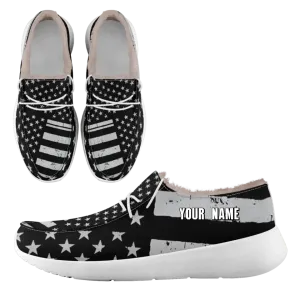 Unique Gift,Personalized Patriotic Canvas Slip-On Sneakers, Custom USA Flag Design Loafer Shoes, Buy One Get One Gift,FN042-24020304-6w