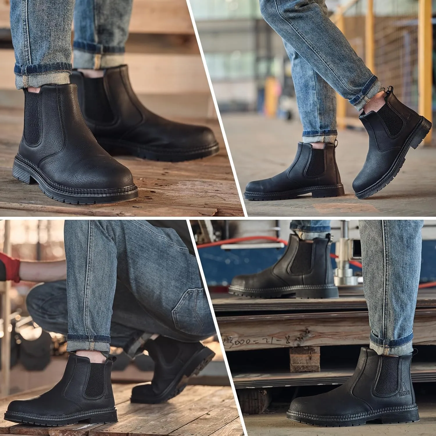 Unisex-Adults Steel Toe Chelsea Boots, Men's Industrial Construction Shoes, Waterproof, Lightweight, Comfortable, Non-slip Safety Boots