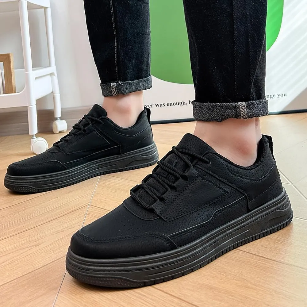 VAXAV Men's Fashion Low Top PU Flats Sneakers Skate Walking Driving Shoes