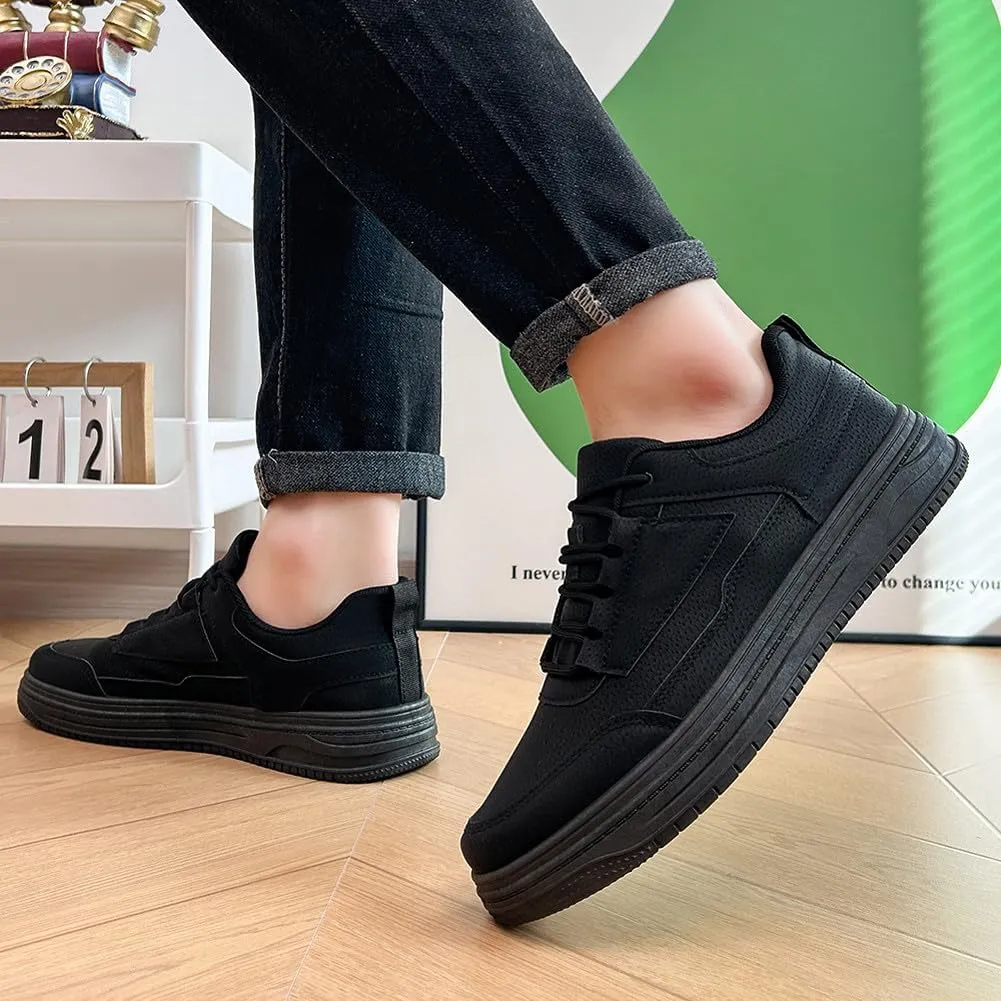 VAXAV Men's Fashion Low Top PU Flats Sneakers Skate Walking Driving Shoes