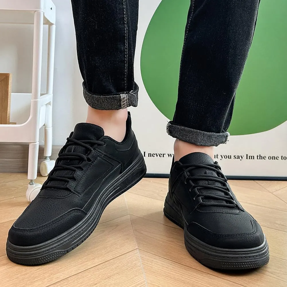 VAXAV Men's Fashion Low Top PU Flats Sneakers Skate Walking Driving Shoes