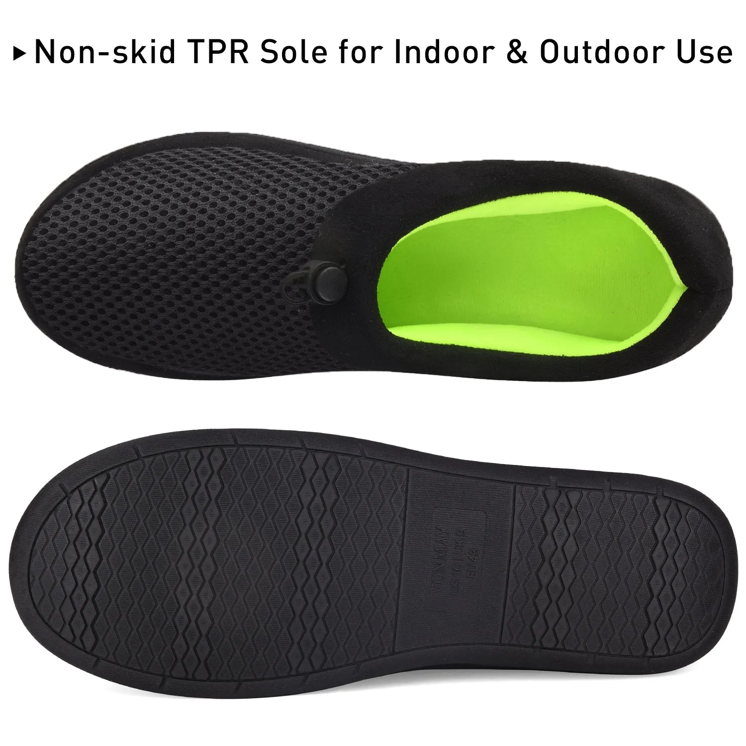 VONMAY Men's Slippers Memory Foam House Shoes Indoor Outdoor Adjustable Breathable Closed Back