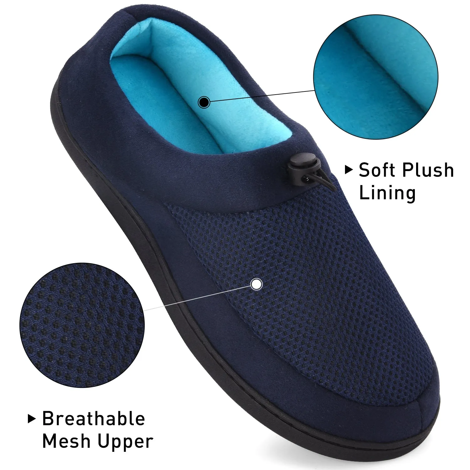 VONMAY Men's Slippers Memory Foam House Shoes Indoor Outdoor Adjustable Breathable Closed Back