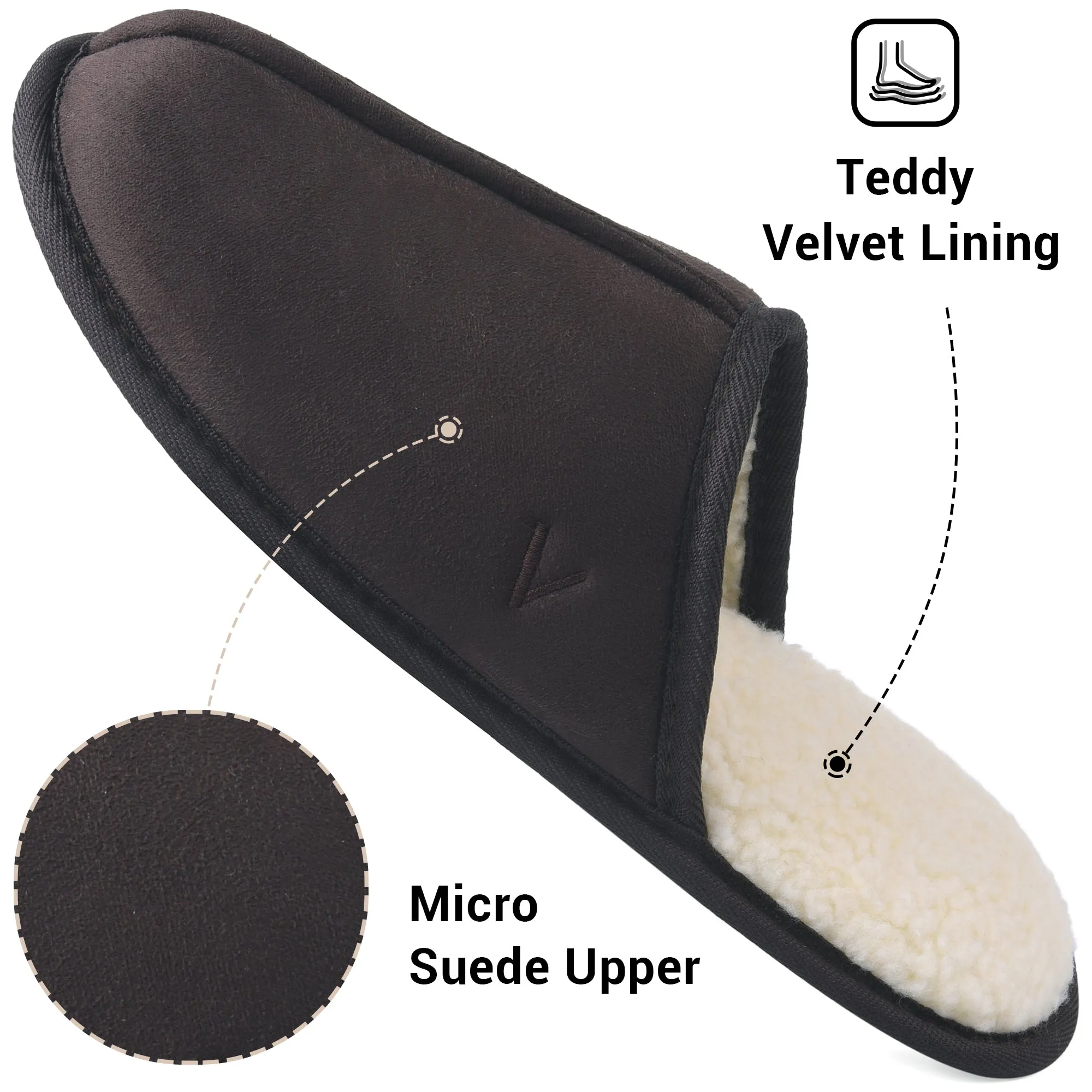 VONMAY Men's Suede Closed Toe Scuff Slipper Comfy Memory Foam Clog Lightweight Warm House Bedroom Shoes