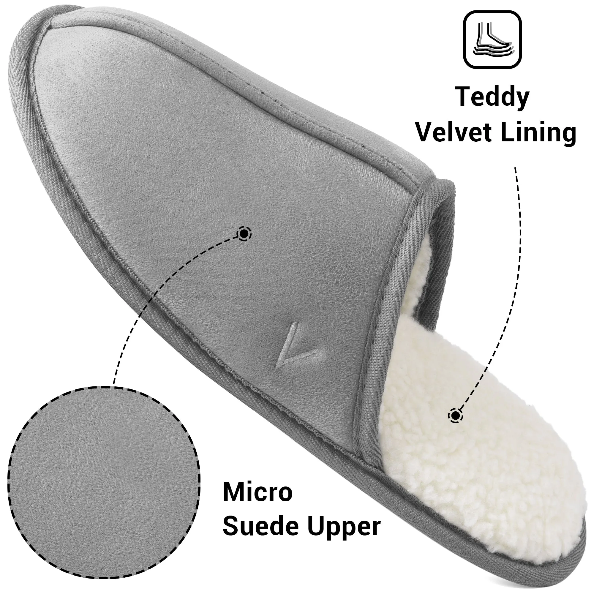 VONMAY Men's Suede Closed Toe Scuff Slipper Comfy Memory Foam Clog Lightweight Warm House Bedroom Shoes