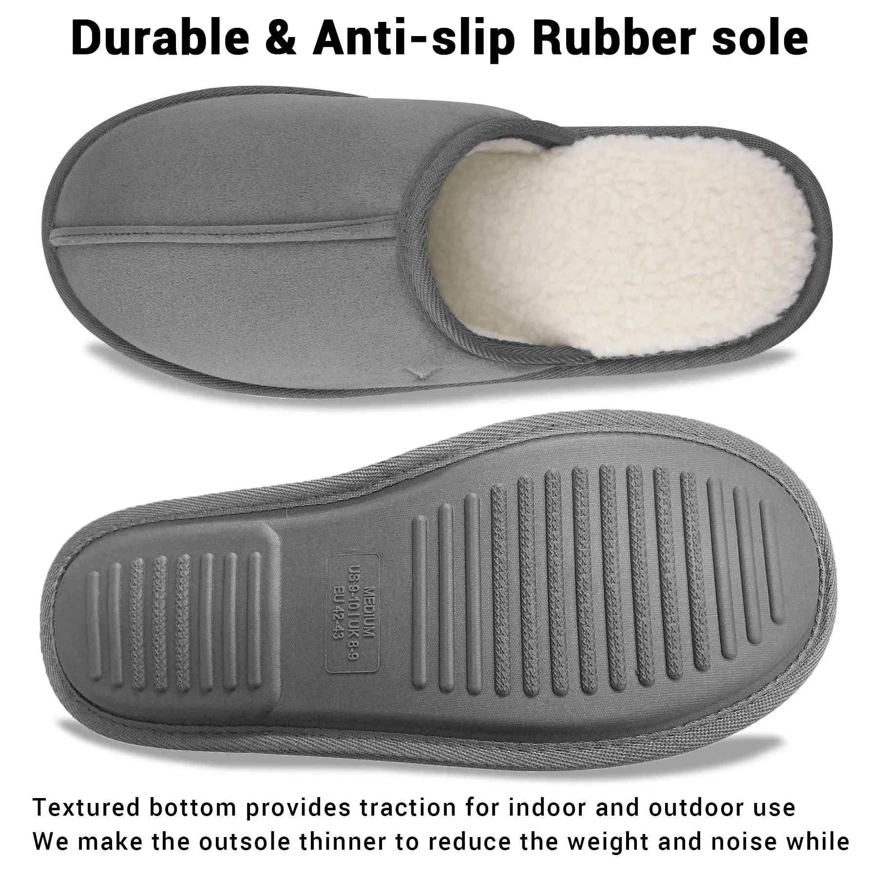 VONMAY Men's Suede Closed Toe Scuff Slipper Comfy Memory Foam Clog Lightweight Warm House Bedroom Shoes