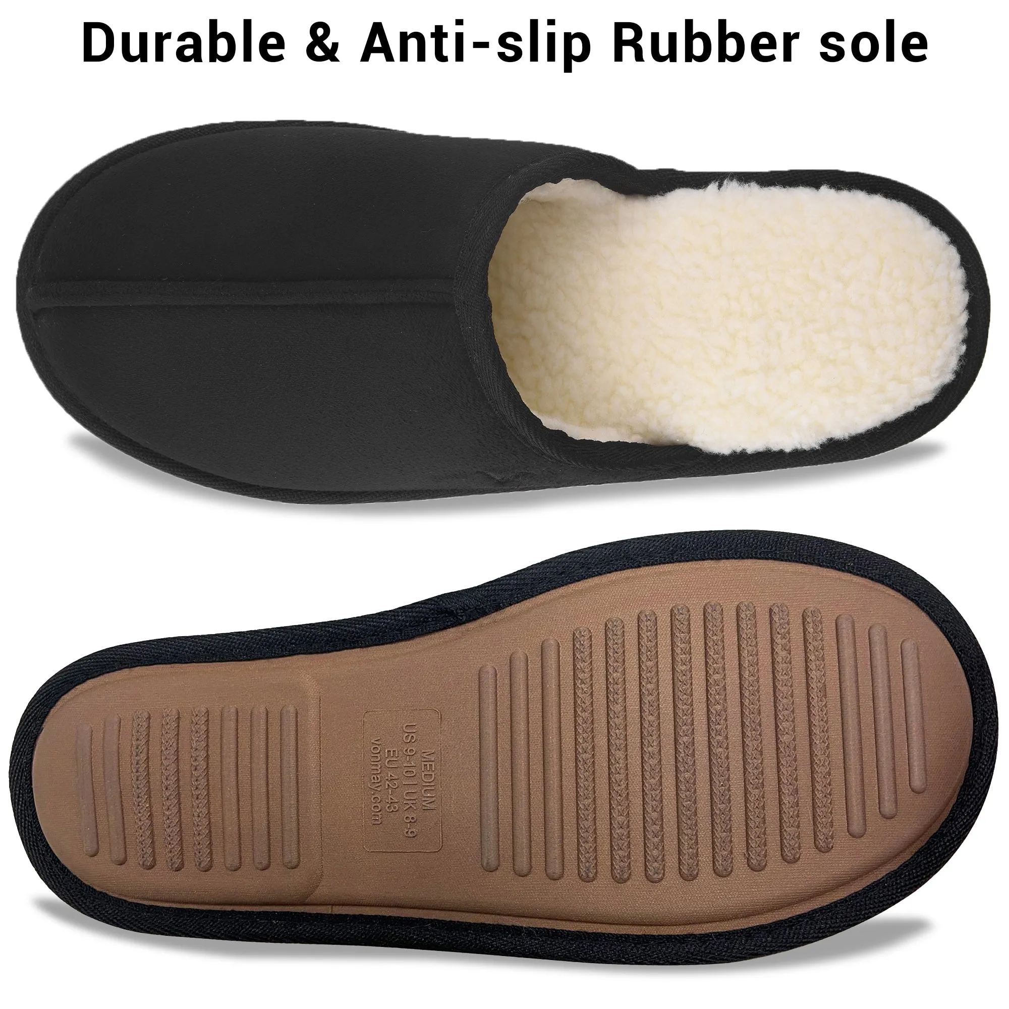 VONMAY Men's Suede Closed Toe Scuff Slipper Comfy Memory Foam Clog Lightweight Warm House Bedroom Shoes