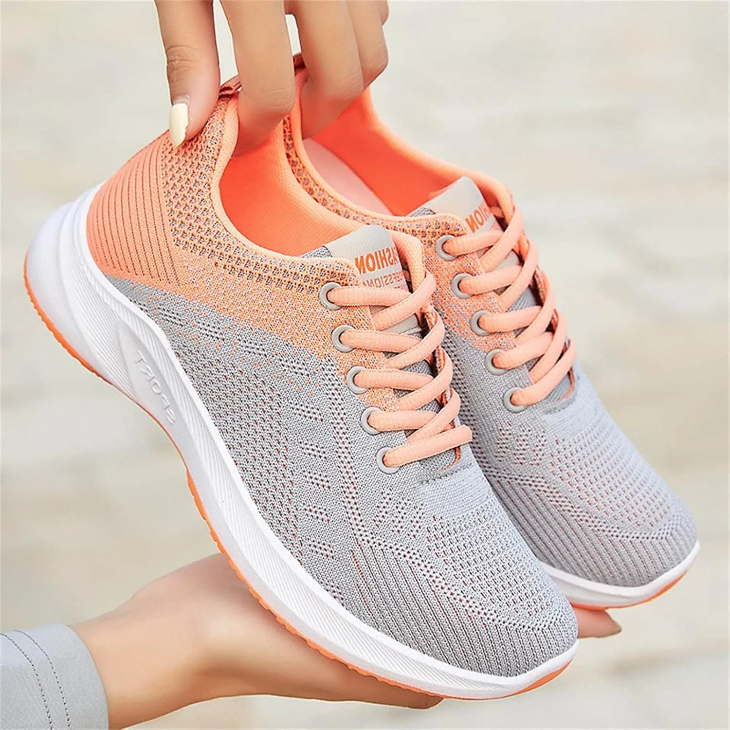 Walking Sneakers for Women Colorblock Mesh Lace Up Shoes Lightweigh Breathable Running Walking Workout Tennis Shoes