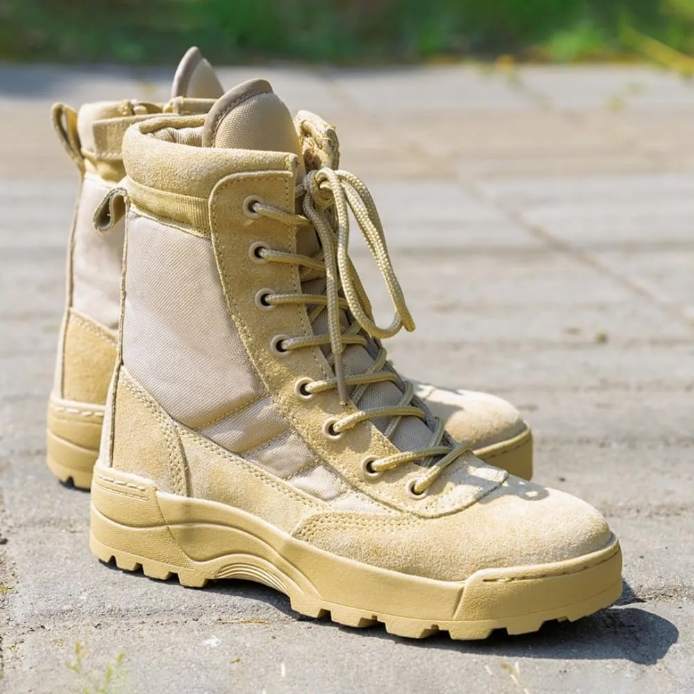 Waterproof Non-Slip Hiking Boots for Boys Girls Kids Children's Summer Camp Desert Military Fan Shoes Anti-Collision Tactical Boots with Anti-Collision Durable Traction Outsole Comfortable Quick Dry