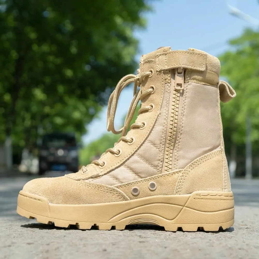 Waterproof Non-Slip Hiking Boots for Boys Girls Kids Children's Summer Camp Desert Military Fan Shoes Anti-Collision Tactical Boots with Anti-Collision Durable Traction Outsole Comfortable Quick Dry
