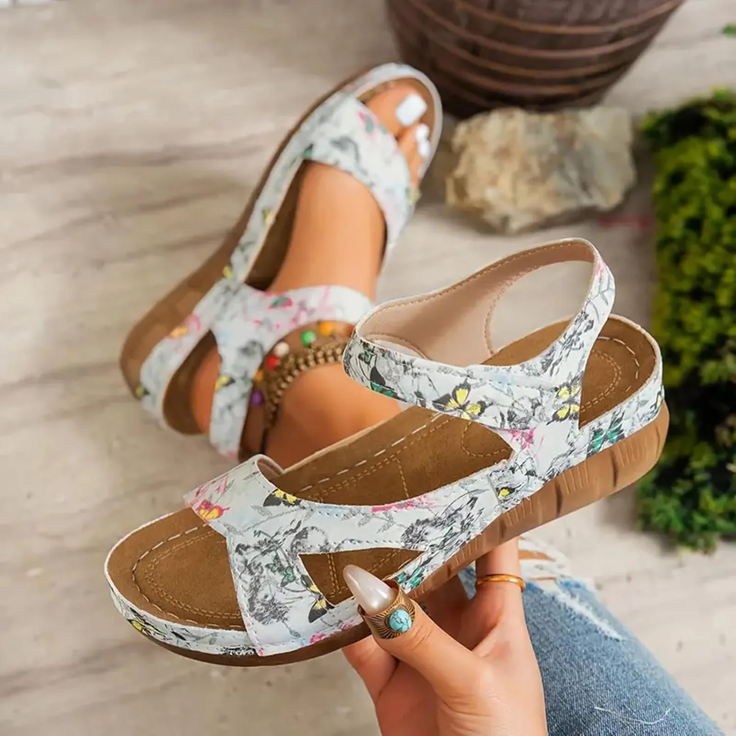Wedges Shoes For Women Sandals With Arch Support Summer Walking Comfortable Sandals with Adjustable Strap Women's Soft Sole Sandal For Daily Wear Travl Friendly Shoes