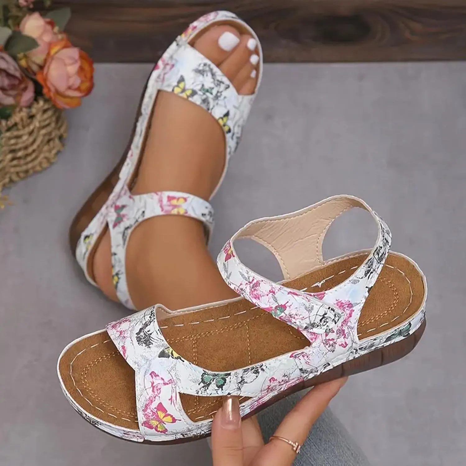 Wedges Shoes For Women Sandals With Arch Support Summer Walking Comfortable Sandals with Adjustable Strap Women's Soft Sole Sandal For Daily Wear Travl Friendly Shoes