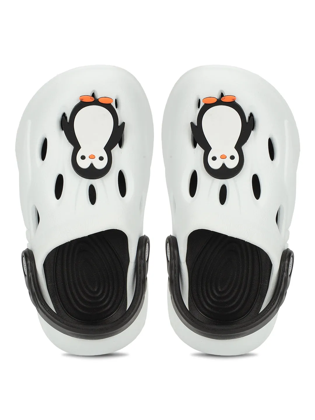 White Black Stylish Slip-On Clogs For Kids-Unisex (TC-LCLOG4-WHTBLK)
