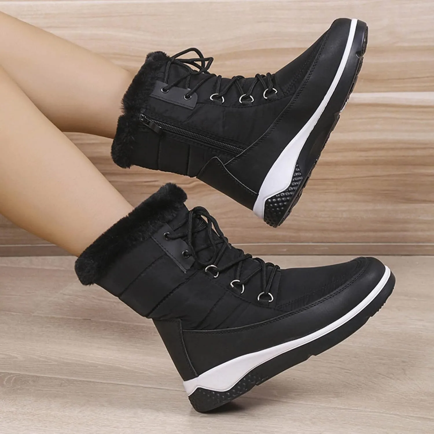 Wide Width Snow Boots for Women Plus Size Winter Walking Boots for Women Waterproof Women's Boots Winter Womens Winter Snow Boots Warm Fur Lined Anti-Slip Botas Contra El Agua Para Mujer De Trabajo