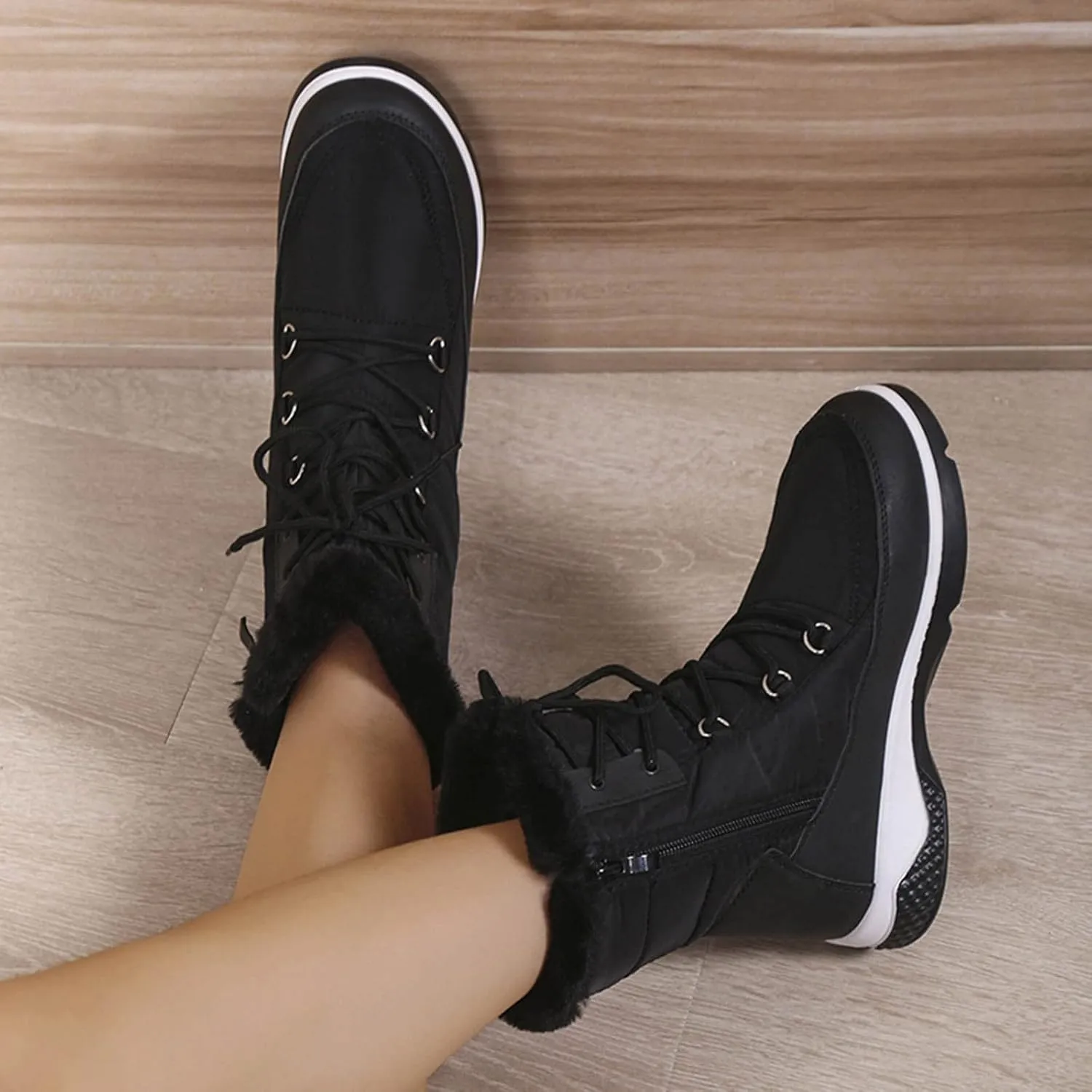 Wide Width Snow Boots for Women Plus Size Winter Walking Boots for Women Waterproof Women's Boots Winter Womens Winter Snow Boots Warm Fur Lined Anti-Slip Botas Contra El Agua Para Mujer De Trabajo
