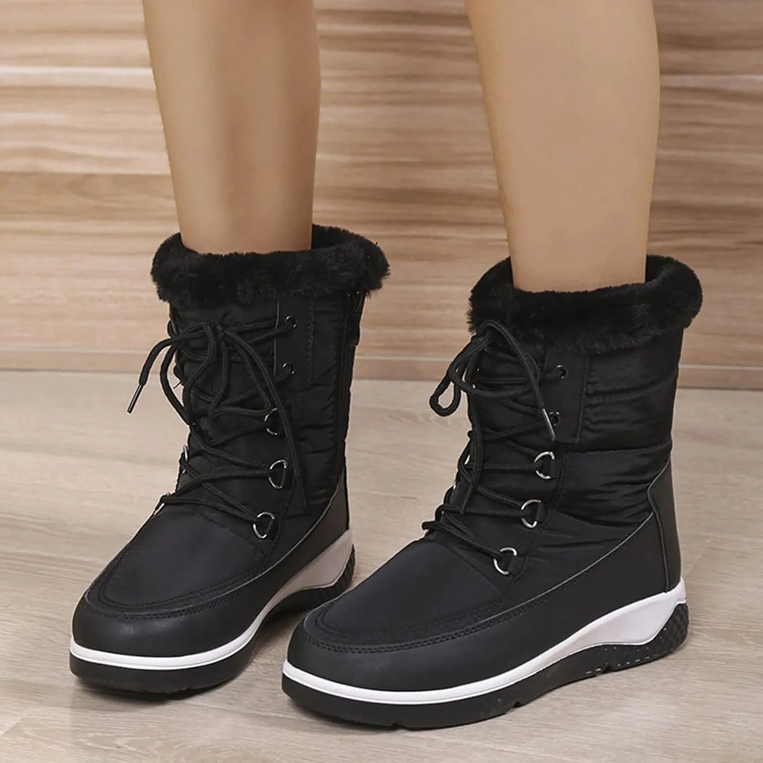 Wide Width Snow Boots for Women Plus Size Winter Walking Boots for Women Waterproof Women's Boots Winter Womens Winter Snow Boots Warm Fur Lined Anti-Slip Botas Contra El Agua Para Mujer De Trabajo