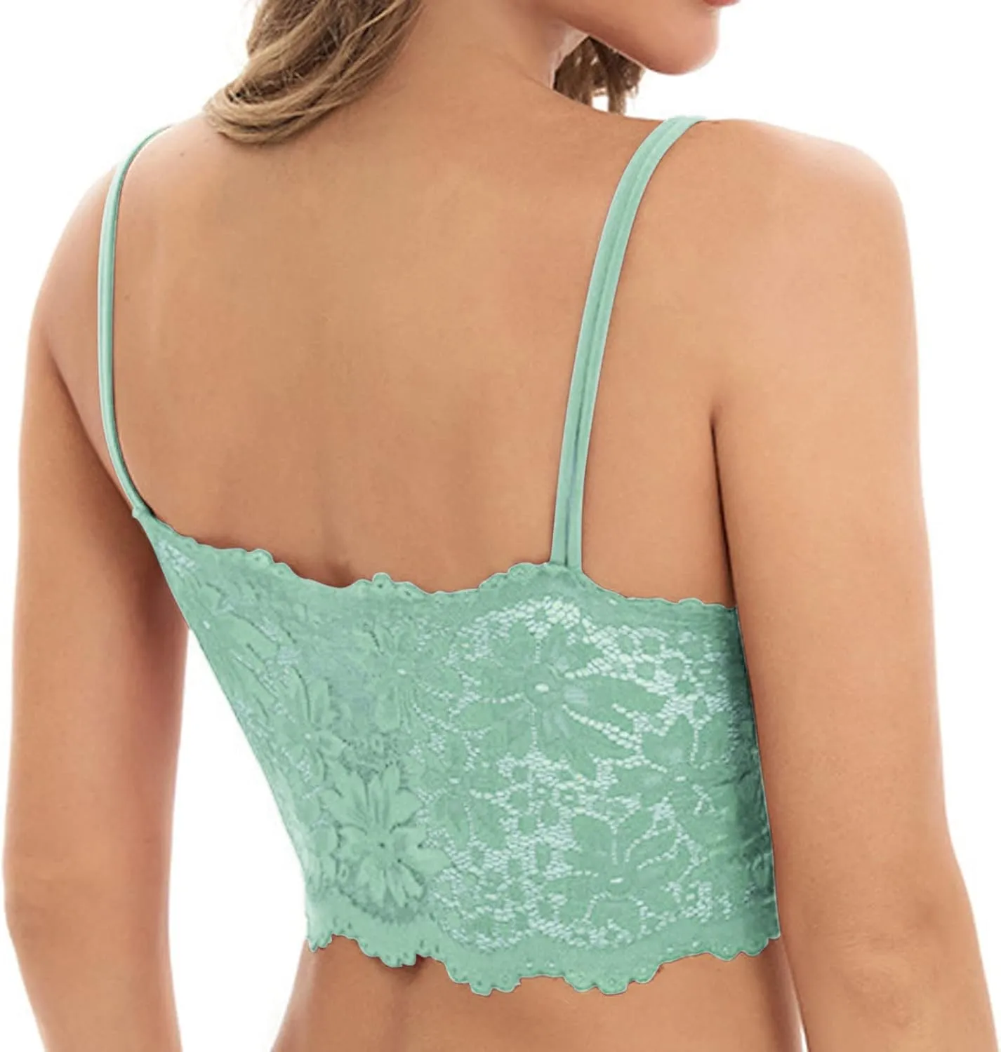 Women Lace Bra Sexy Seamless Breathable Comfortable Bralettes Wireless Bralette Strappy Padded Bandeau Bra Crop Top
