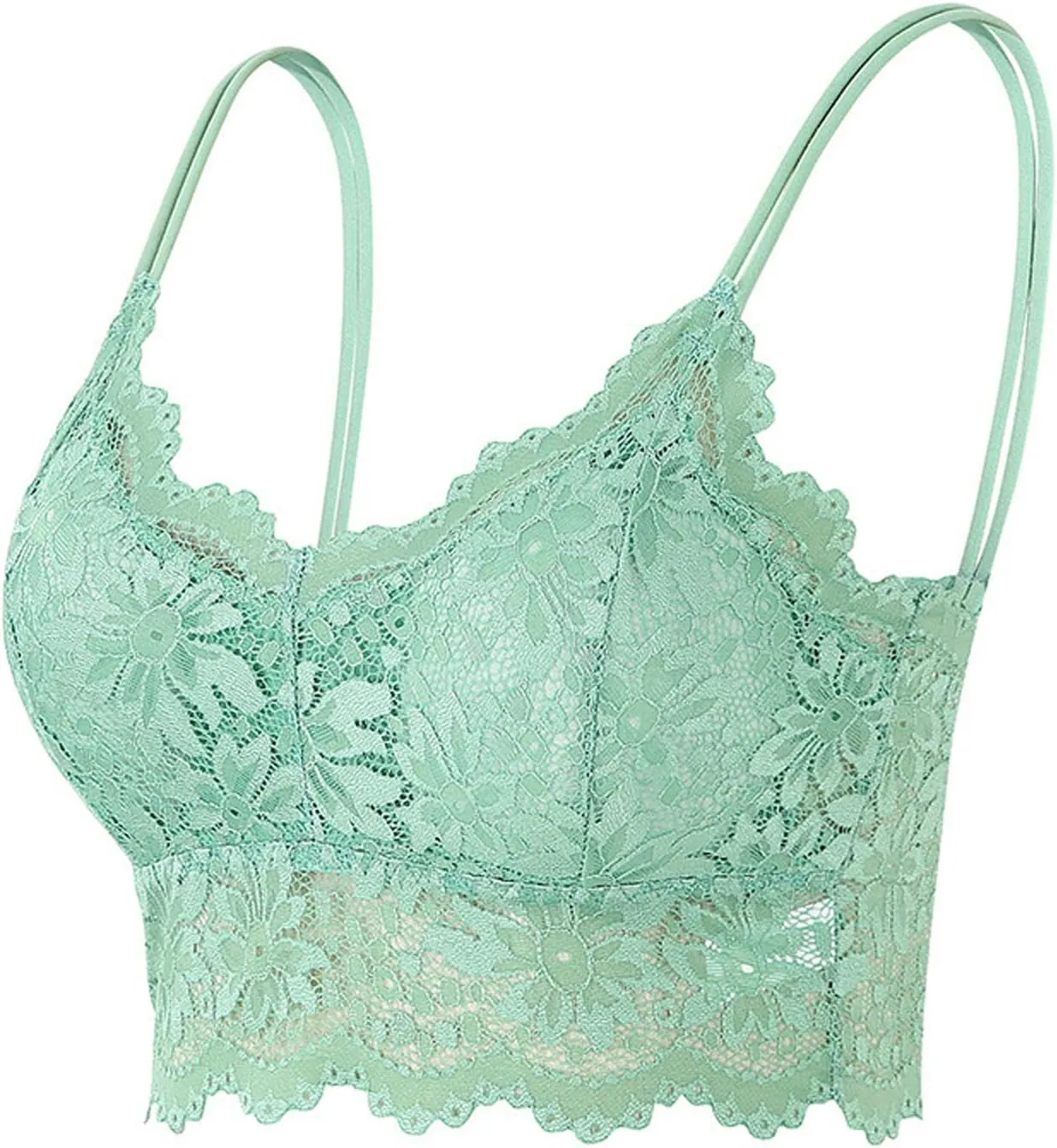 Women Lace Bra Sexy Seamless Breathable Comfortable Bralettes Wireless Bralette Strappy Padded Bandeau Bra Crop Top
