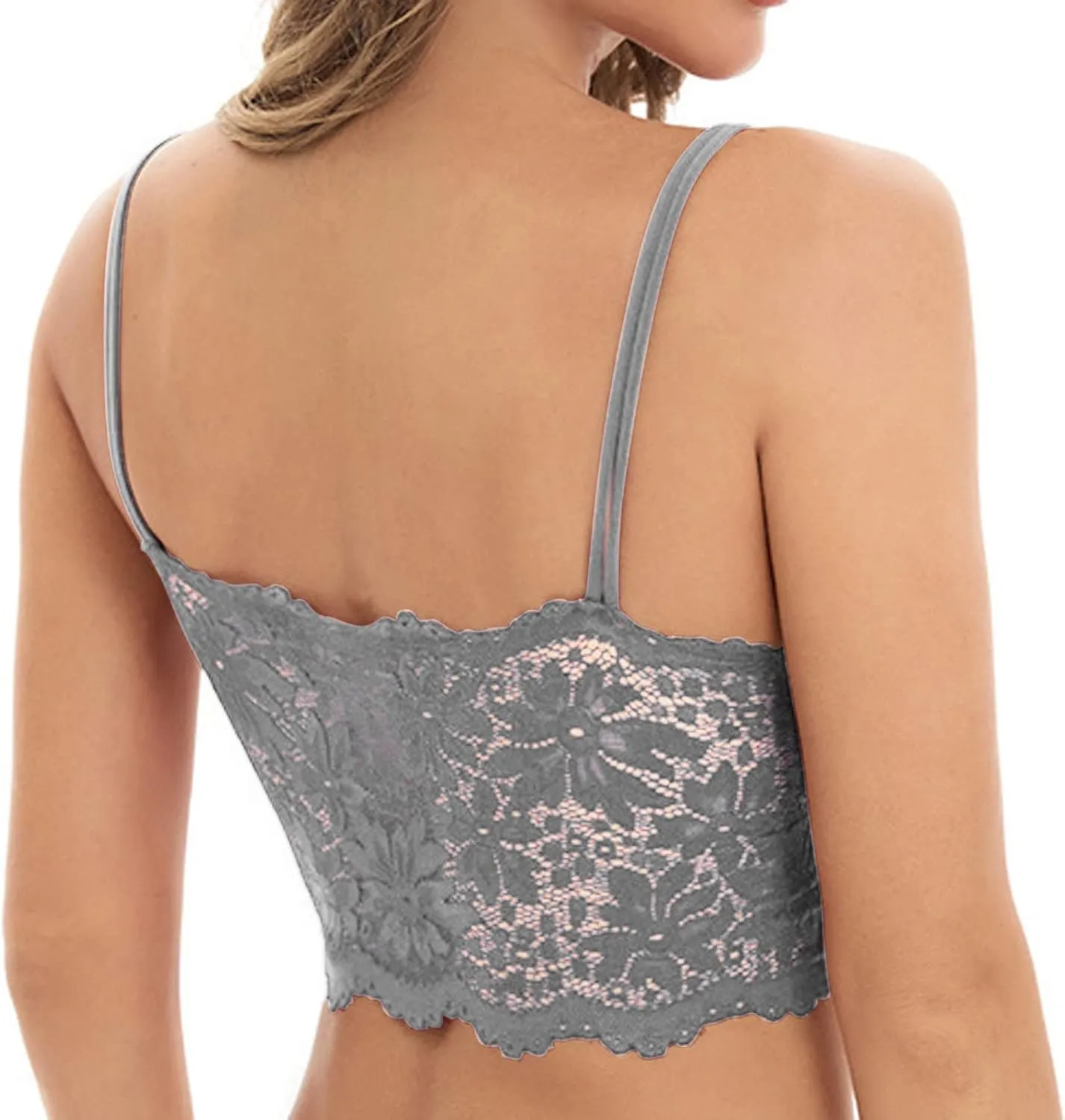 Women Lace Bra Sexy Seamless Breathable Comfortable Bralettes Wireless Bralette Strappy Padded Bandeau Bra Crop Top