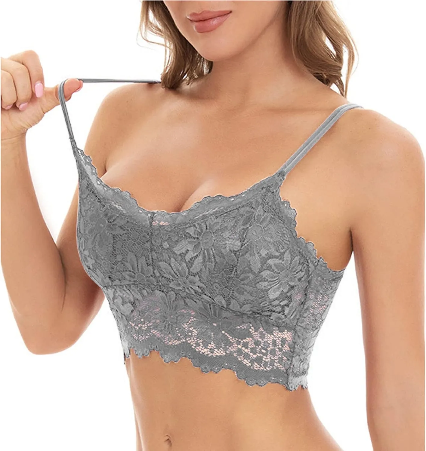 Women Lace Bra Sexy Seamless Breathable Comfortable Bralettes Wireless Bralette Strappy Padded Bandeau Bra Crop Top
