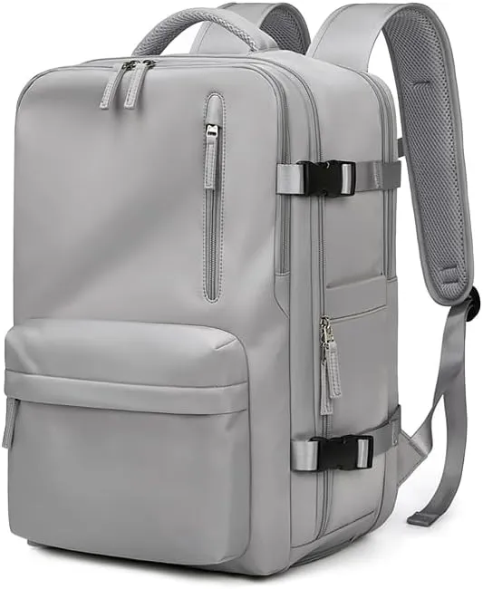 Women Travel Backpack,16 Inch Expanded 39L USB Charging Business Laptop Backpack with Shoe Bag,waterproof hiking outdoor Backpack (grey)
