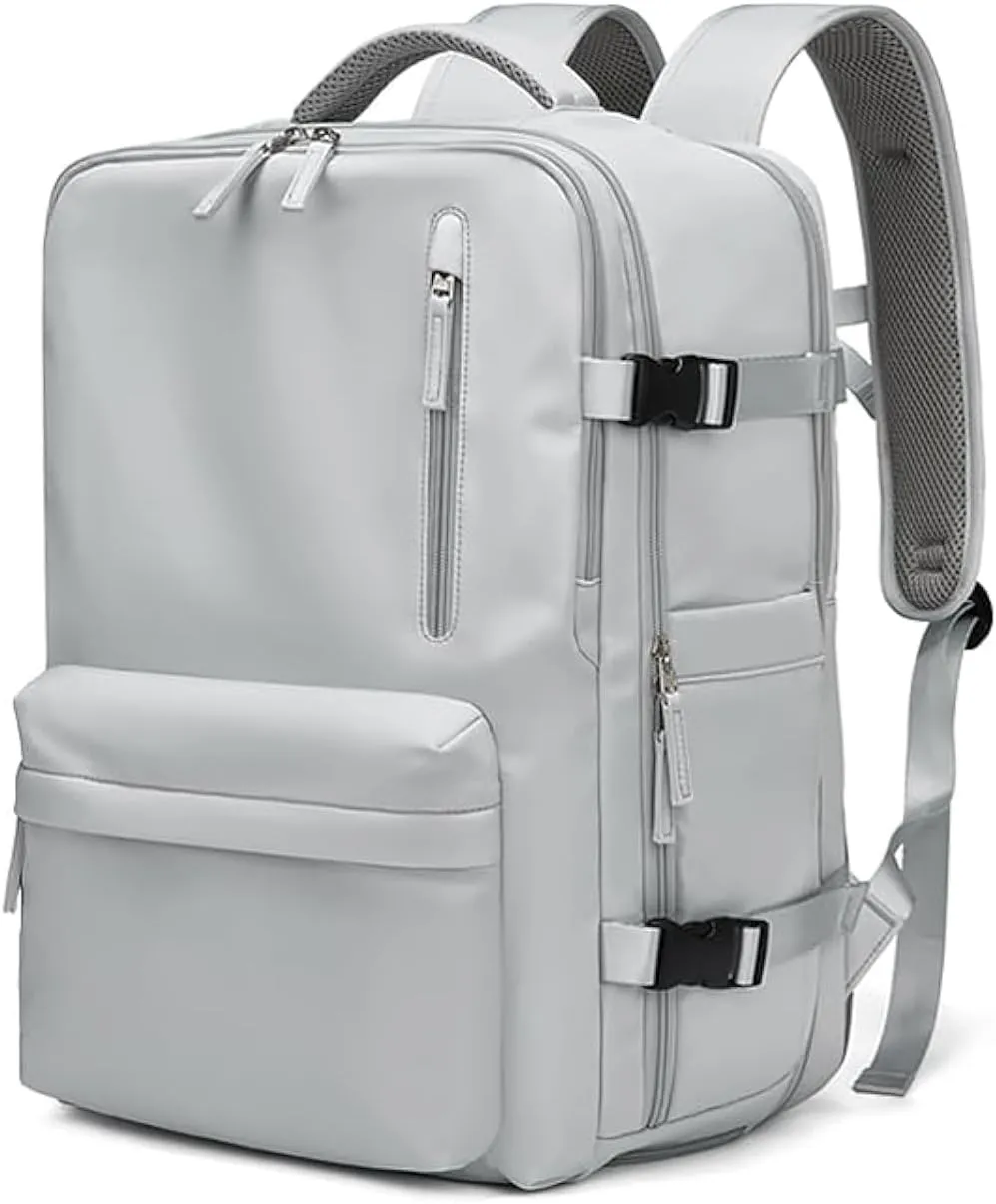 Women Travel Backpack,16 Inch Expanded 39L USB Charging Business Laptop Backpack with Shoe Bag,waterproof hiking outdoor Backpack (Light blue)