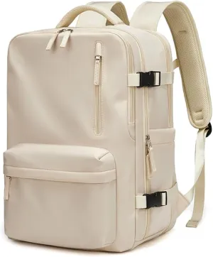 Women Travel Backpack,16 Inch Expanded 39L USB Charging Business Laptop Backpack with Shoe Bag,waterproof hiking outdoor Backpack (Off white)