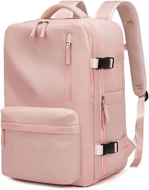 Women Travel Backpack,16 Inch Expanded 39L USB Charging Business Laptop Backpack with Shoe Bag,waterproof hiking outdoor Backpack (pink)