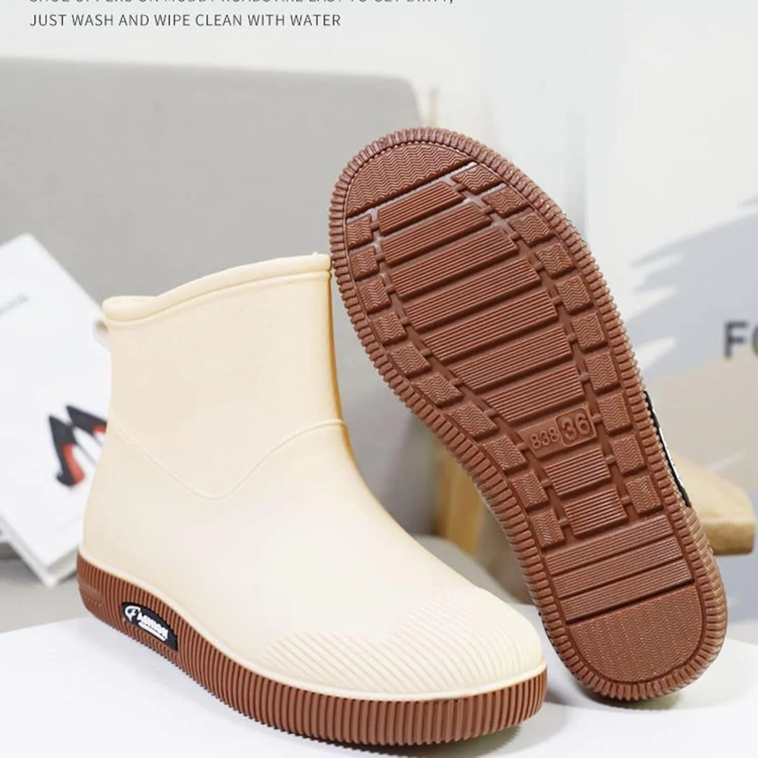 Women's Ankle Rain Boots Waterproof Rubber Boots Women Short Garden Boots Anti Slip Outdoor Lightweight Work Booties