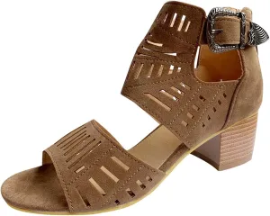 Women's Chunky Heeled Sandals,Peep Toe Adjustable Strap Zipper Hollow Out Block Sandal Ladies Comfortable Cushion Footbed Orthopedic Arch Support Shoes for Daily Wear Outdoor Indoor