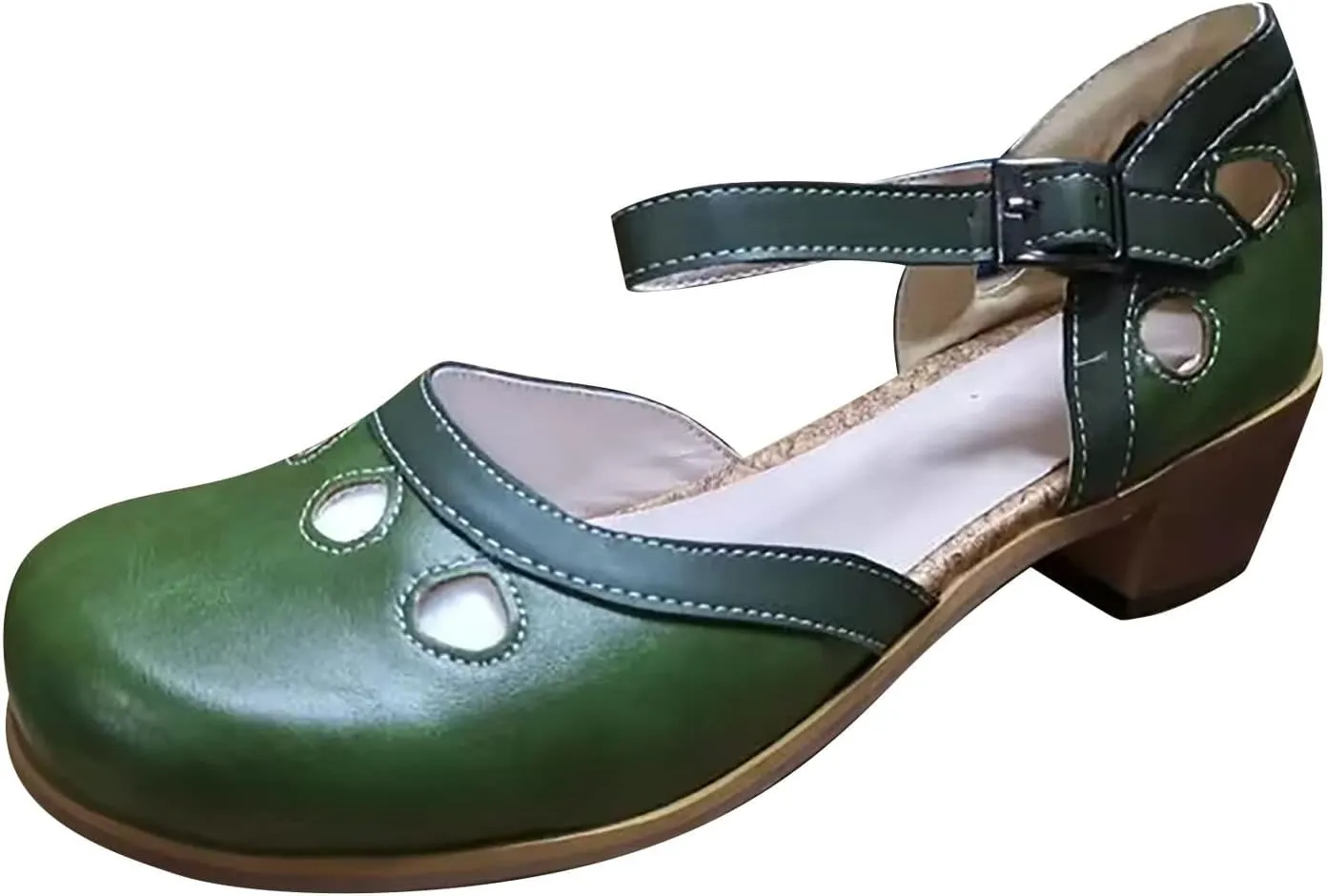 Women's Cute Colorblock Summer Sandal Hook and Eye High Heel Spring Vacation Casual Sandals Closed Toe Lovely Shoes