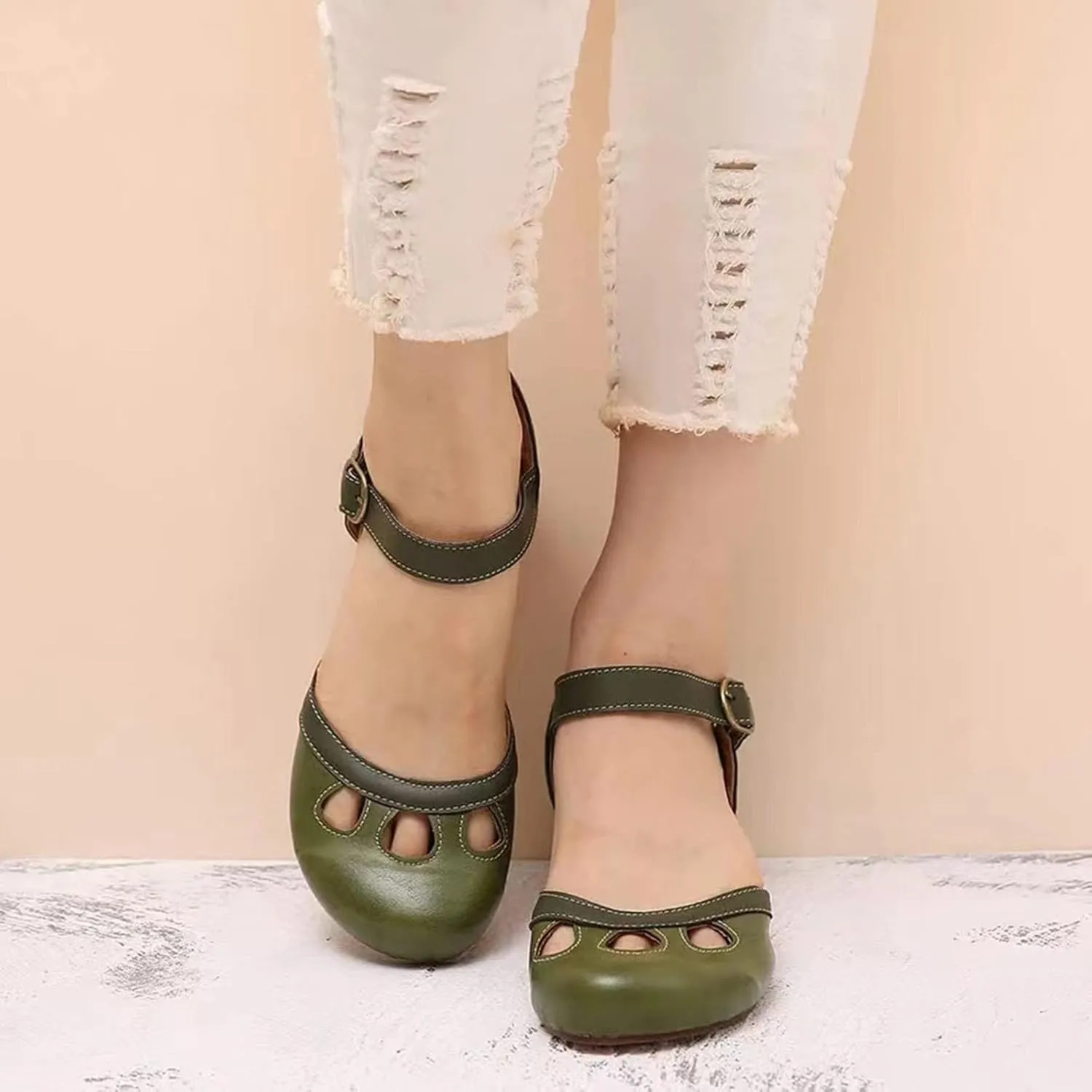 Women's Cute Colorblock Summer Sandal Hook and Eye High Heel Spring Vacation Casual Sandals Closed Toe Lovely Shoes