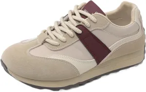 Womens Fashion Leather Lace Up Platform Sneakers Casual Non-Slip Round Toe Shock Absorbing Walking Workout Driving Shoes