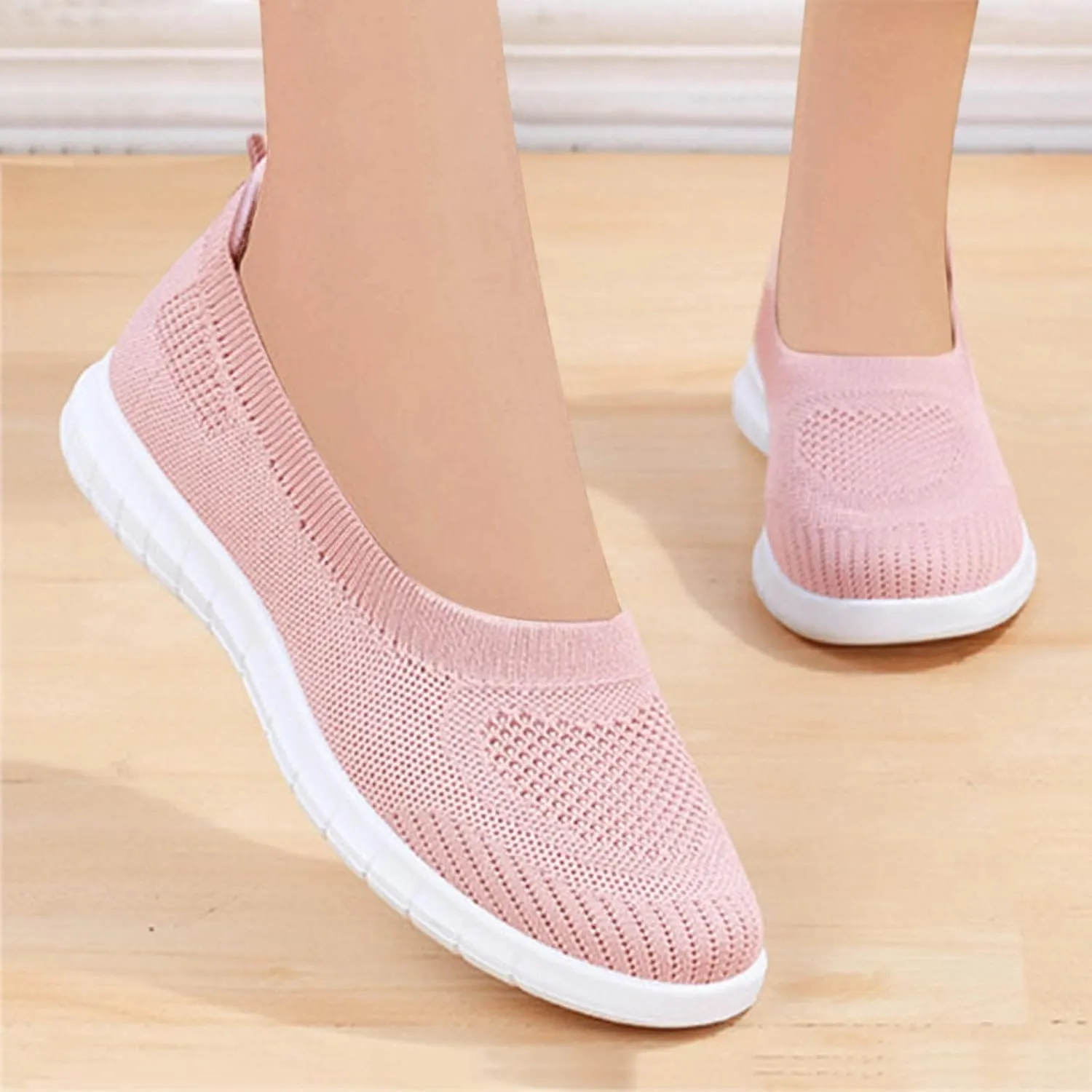 Women's Flat Shoes Comfort Walking Loafers Breathable Lightweight Sneakers Ladies Slip on Loafer Shoes Summer Sneaker