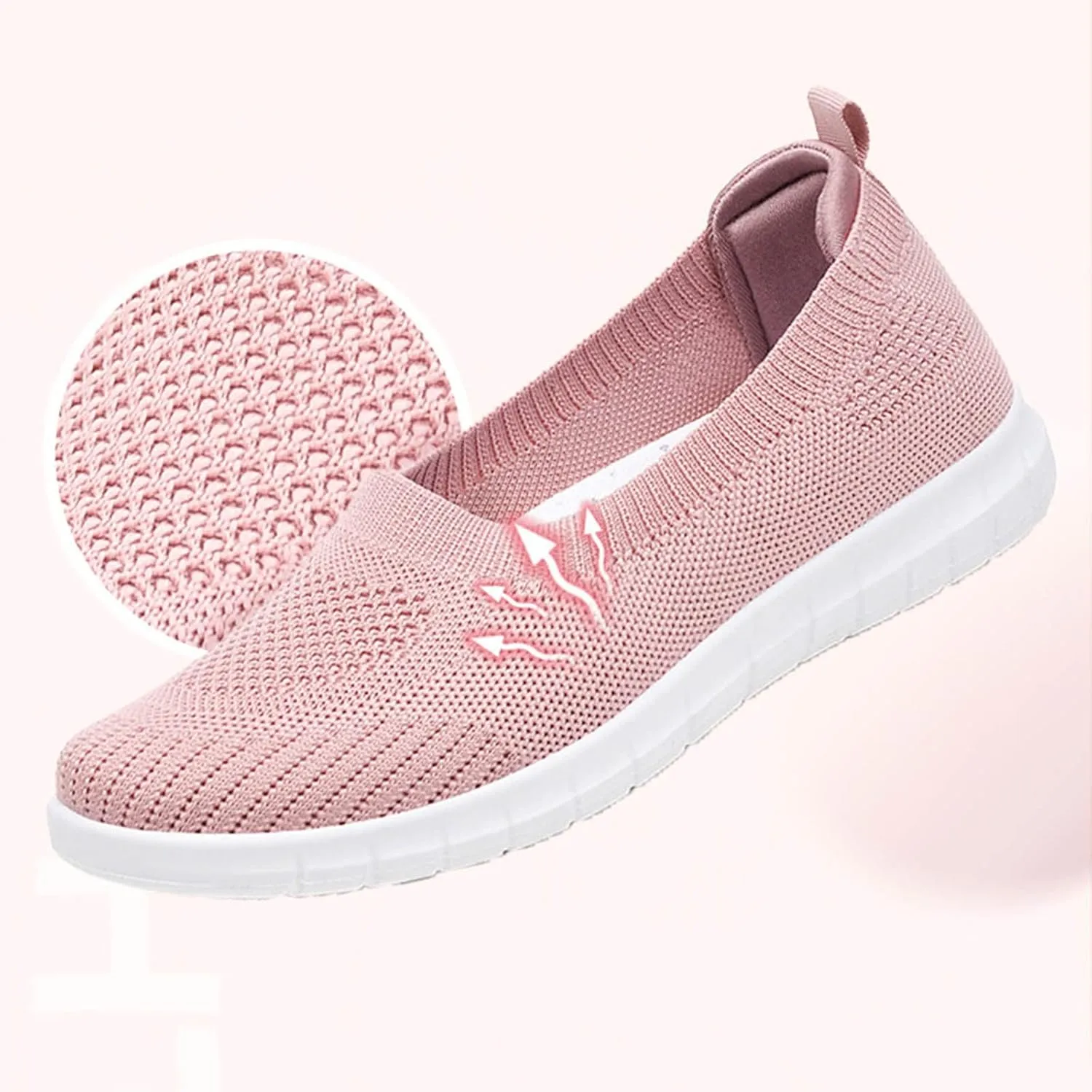 Women's Flat Shoes Comfort Walking Loafers Breathable Lightweight Sneakers Ladies Slip on Loafer Shoes Summer Sneaker