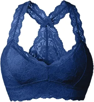 Womens Floral Lace Bralette Padded Breathable Lingerie Wireless Bralette Everyday Plus Size Sports Bras