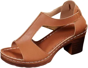 Women's Open Toe Ankle Strap Sandals Low Block Chunky Heels Sandals Outdoor Casual Party Dress Shoes
