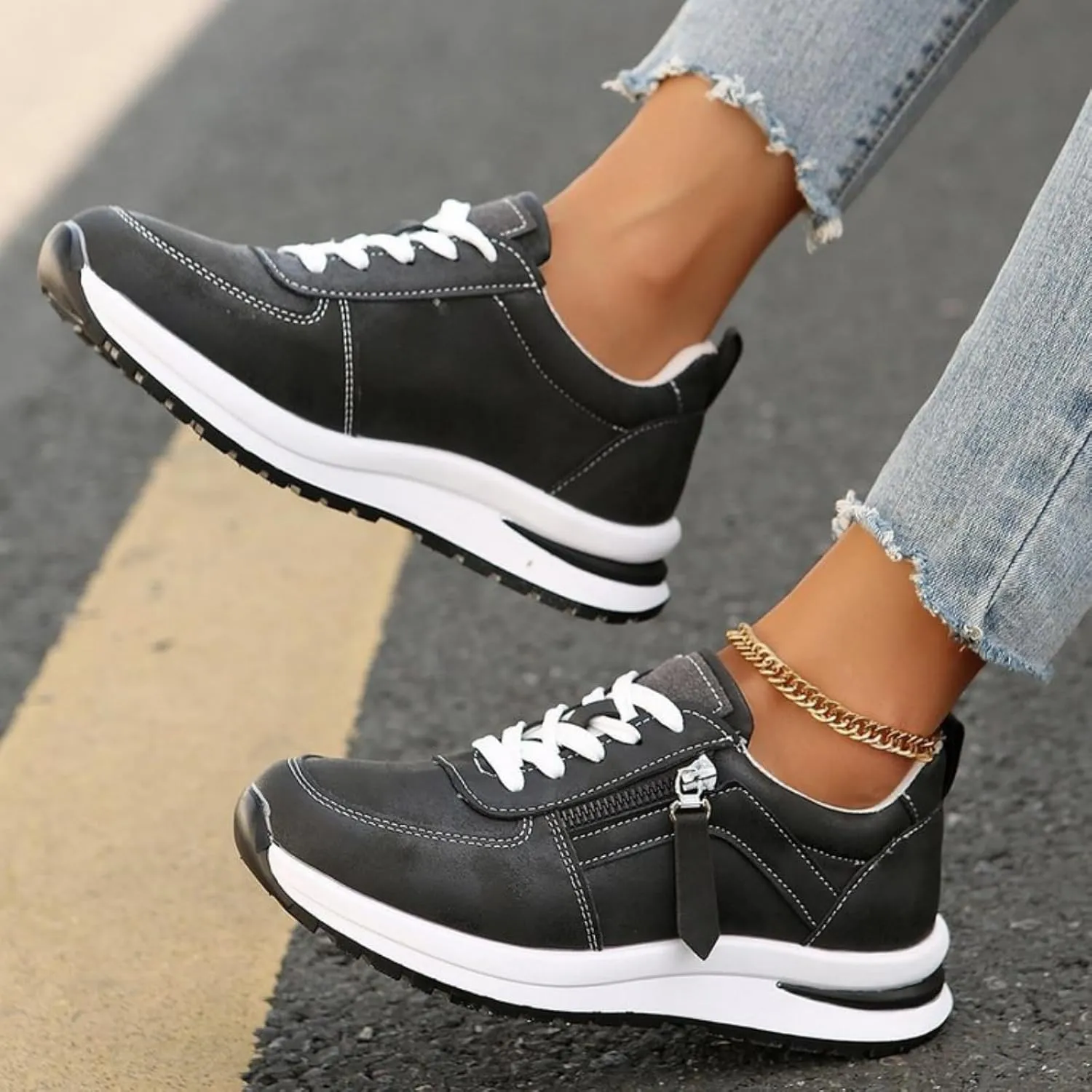 Women's Platform Fashion Sneakers Mesh Breathable Zero Drop Minimalist Summer Walking Sneakers Sparkling Casual Fashion Non-Slip Tennis Shoes